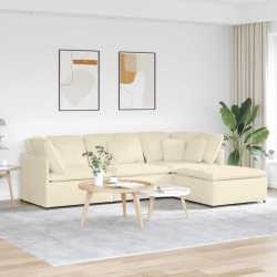 Sofa modułowa z podnóżkiem i poduszkami Tkanina sztruksowa