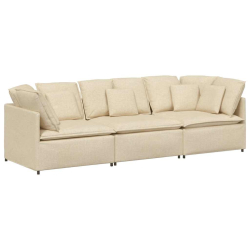 Sofa modułowa z poduszkami Tkanina kremowa