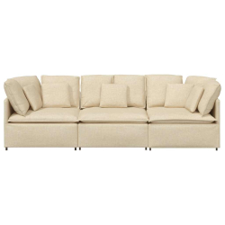 Sofa modułowa z poduszkami Tkanina kremowa