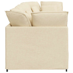 Sofa modułowa z poduszkami Tkanina kremowa