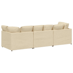 Sofa modułowa z poduszkami Tkanina kremowa