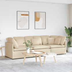 Sofa modułowa z poduszkami Tkanina kremowa