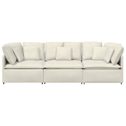 Sofa modułowa z poduszkami aksamitna kremowa
