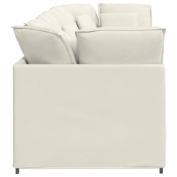 Sofa modułowa z poduszkami aksamitna kremowa