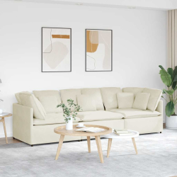 Sofa modułowa z poduszkami aksamitna kremowa