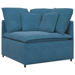 Sofa modułowa z podnóżkiem i poduszkami Velvet Blue
