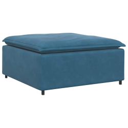 Sofa modułowa z podnóżkiem i poduszkami Velvet Blue
