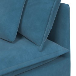Sofa modułowa z podnóżkiem i poduszkami Velvet Blue