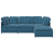 Sofa modułowa z podnóżkiem i poduszkami Velvet Blue