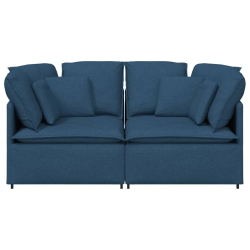 Sofa modułowa z poduszkami Tkanina niebieska