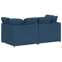Sofa modułowa z poduszkami Tkanina niebieska