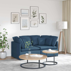 Sofa modułowa z poduszkami Tkanina niebieska