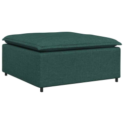 Sofa modułowa z podnóżkiem i poduszkami Tkanina Ciemnozielona