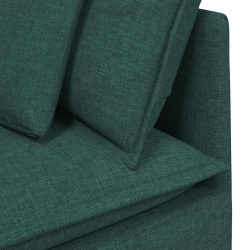 Sofa modułowa z podnóżkiem i poduszkami Tkanina Ciemnozielona