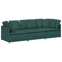 Sofa modułowa z poduszkami Tkanina Ciemnozielona