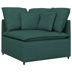 Sofa modułowa z poduszkami Tkanina Ciemnozielona