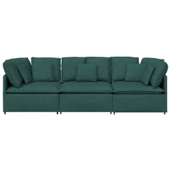 Sofa modułowa z poduszkami Tkanina Ciemnozielona