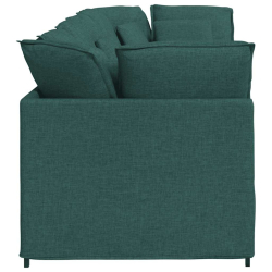 Sofa modułowa z poduszkami Tkanina Ciemnozielona