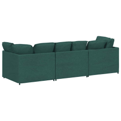 Sofa modułowa z poduszkami Tkanina Ciemnozielona