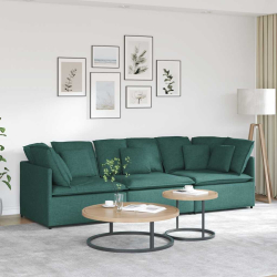 Sofa modułowa z poduszkami Tkanina Ciemnozielona