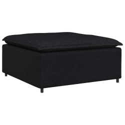 Sofa modułowa z podnóżkiem i poduszkami Tkanina czarna