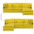 Sofa modułowa z podnóżkiem i poduszkami Velvet Yellow
