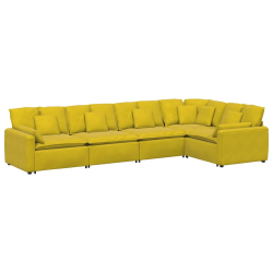 Sofa modułowa z poduszkami aksamitna żółta