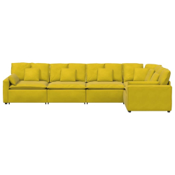 Sofa modułowa z poduszkami aksamitna żółta