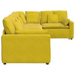 Sofa modułowa z poduszkami aksamitna żółta