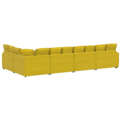 Sofa modułowa z poduszkami aksamitna żółta