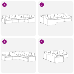 Sofa modułowa z poduszkami aksamitna żółta