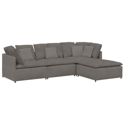 Sofa modułowa z podnóżkiem i poduszkami Tkanina sztruksowa
