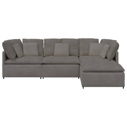 Sofa modułowa z podnóżkiem i poduszkami Tkanina sztruksowa