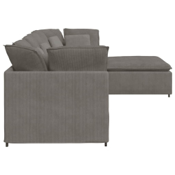 Sofa modułowa z podnóżkiem i poduszkami Tkanina sztruksowa