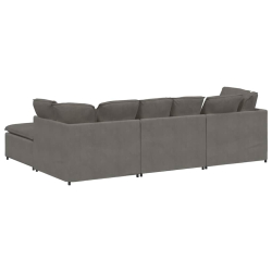 Sofa modułowa z podnóżkiem i poduszkami Tkanina sztruksowa