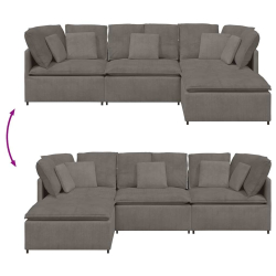 Sofa modułowa z podnóżkiem i poduszkami Tkanina sztruksowa
