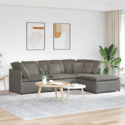 Sofa modułowa z podnóżkiem i poduszkami Tkanina sztruksowa