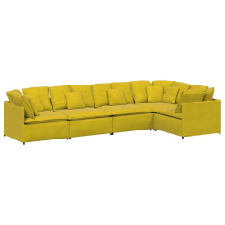 Sofa modułowa z poduszkami aksamitna żółta