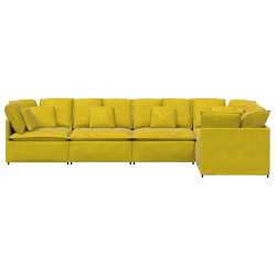Sofa modułowa z poduszkami aksamitna żółta