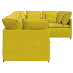 Sofa modułowa z poduszkami aksamitna żółta