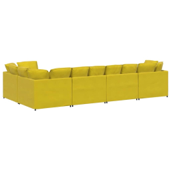 Sofa modułowa z poduszkami aksamitna żółta