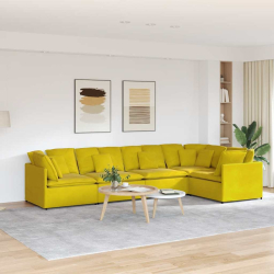 Sofa modułowa z poduszkami aksamitna żółta