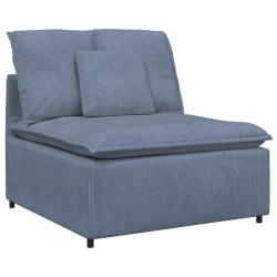Sofa modułowa z poduszkami Tkanina sztruksowa niebieska