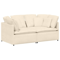 Sofa modułowa z poduszkami Tkanina sztruksowa kremowa