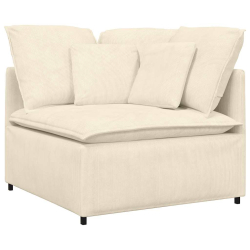 Sofa modułowa z poduszkami Tkanina sztruksowa kremowa