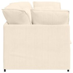 Sofa modułowa z poduszkami Tkanina sztruksowa kremowa