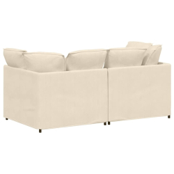 Sofa modułowa z poduszkami Tkanina sztruksowa kremowa