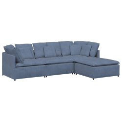 Sofa modułowa z podnóżkiem i poduszkami Tkanina kordowa