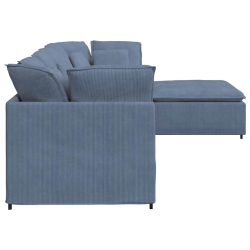 Sofa modułowa z podnóżkiem i poduszkami Tkanina kordowa