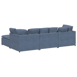 Sofa modułowa z podnóżkiem i poduszkami Tkanina kordowa